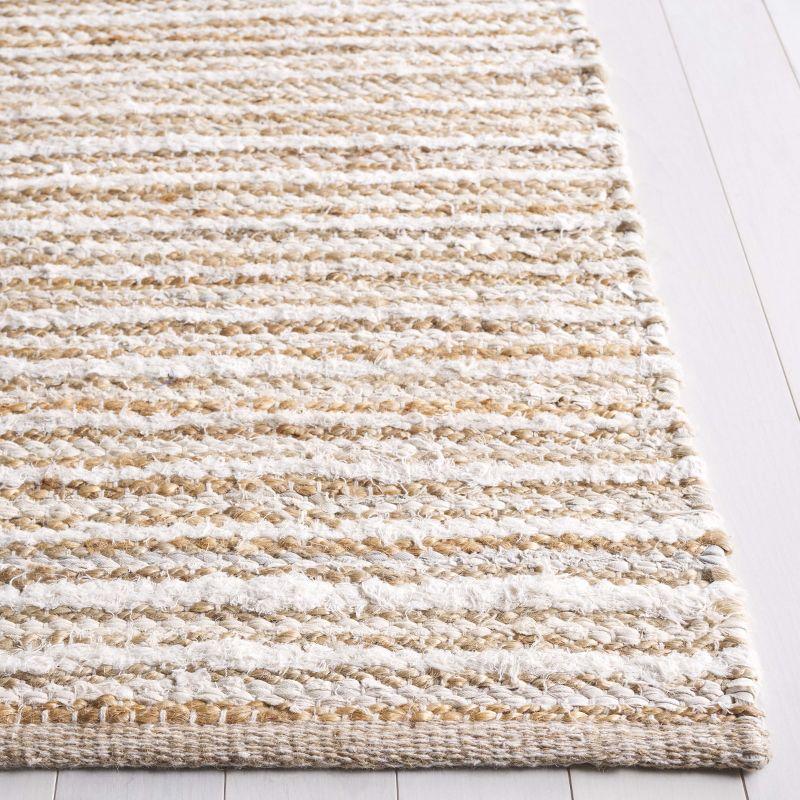 Natural Ivory Handwoven Cotton Striped 4' x 6' Area Rug