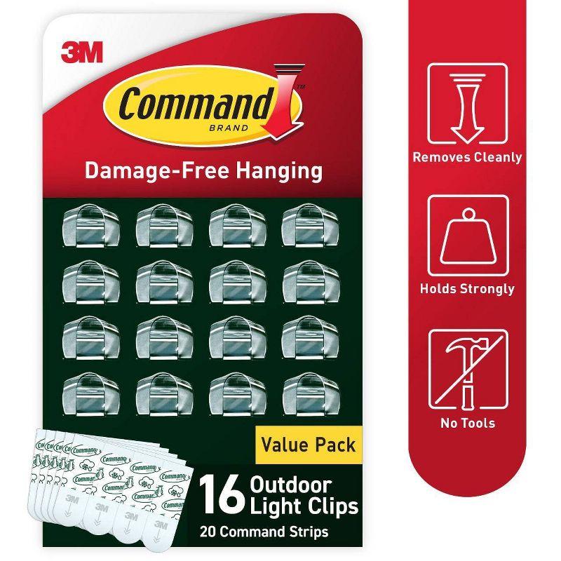 Command 16ct Damage-Free Hanging Outdoor Light Clips with Adhesive Strips