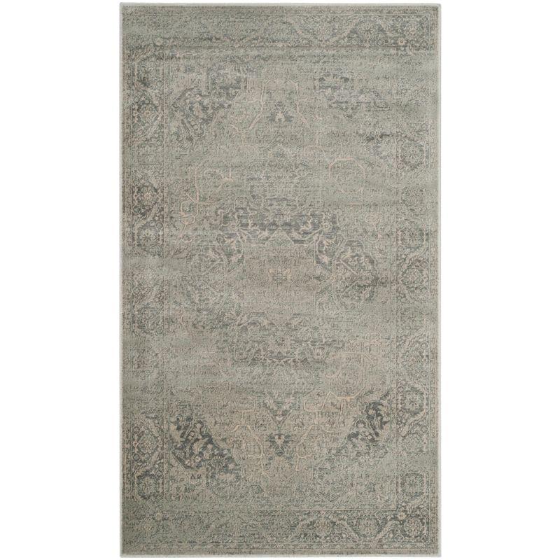 Elegant Hand-Knotted Silver Viscose Area Rug - Easy Care, Rectangular