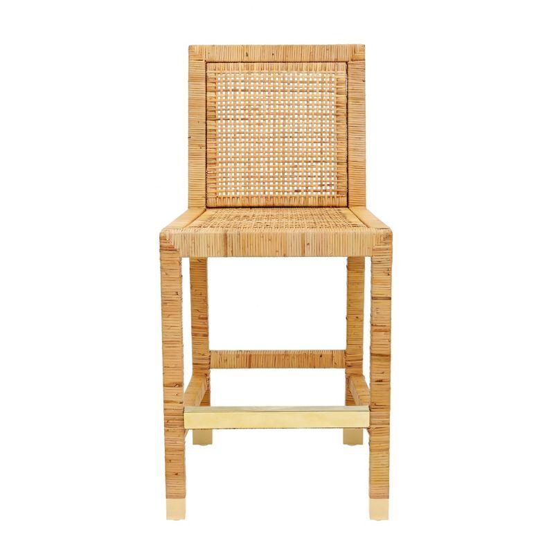 Amara Woven Rattan Performance Fabric Stool Natural Bar Height