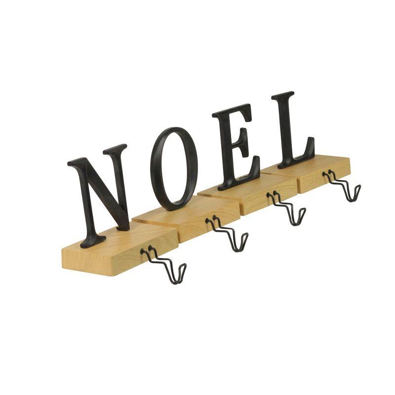 Noel Black Metal and Wood Christmas Stocking Holders Set