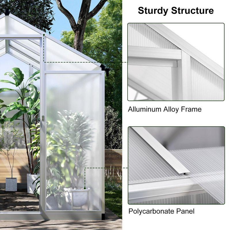 6x8 FT Greenhouse for Outdoors, Polycarbonate Greenhouse with Quick Setup Structure and Roof Vent