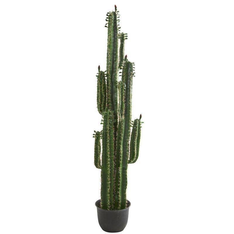 Lifelike Green Spined 6.5-ft Outdoor Potted Cactus