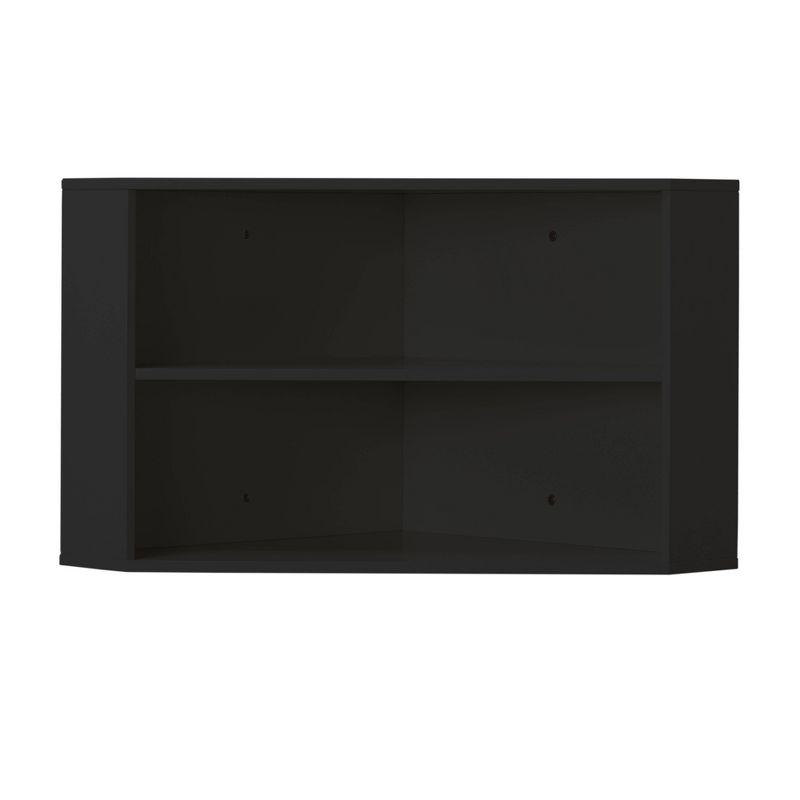 Corner Hutch - Black - Buylateral: MDF Laminated, Mid-Century Modern, Fixed Shelves