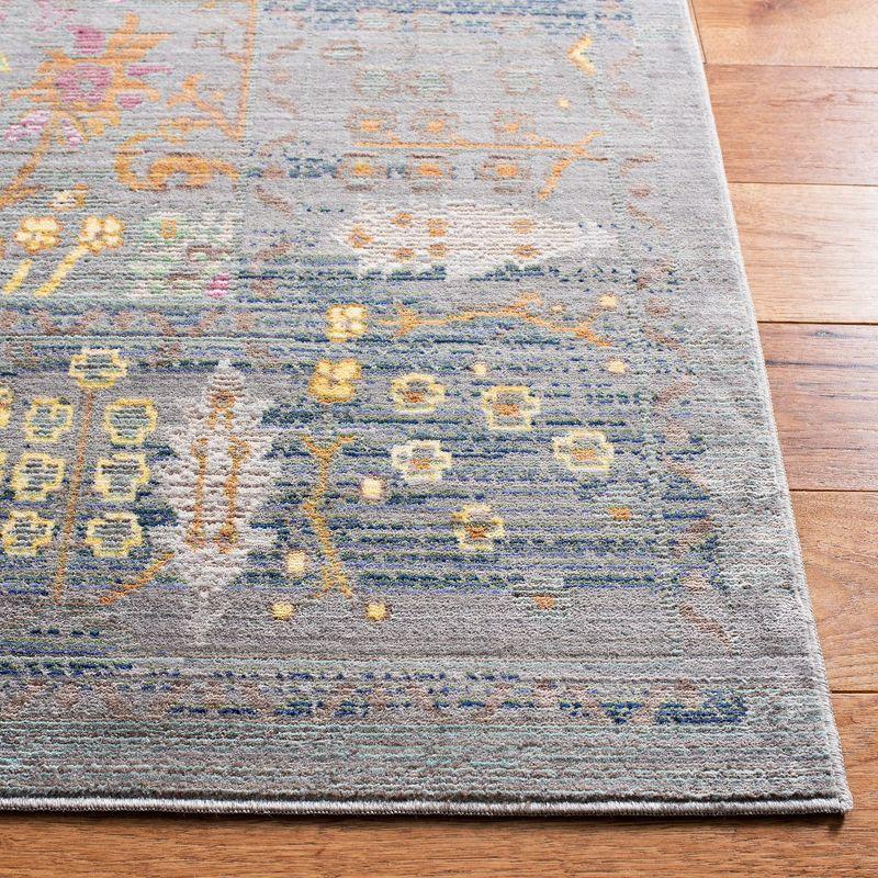 Grey Multi Synthetic Hand-knotted Rectangular Area Rug