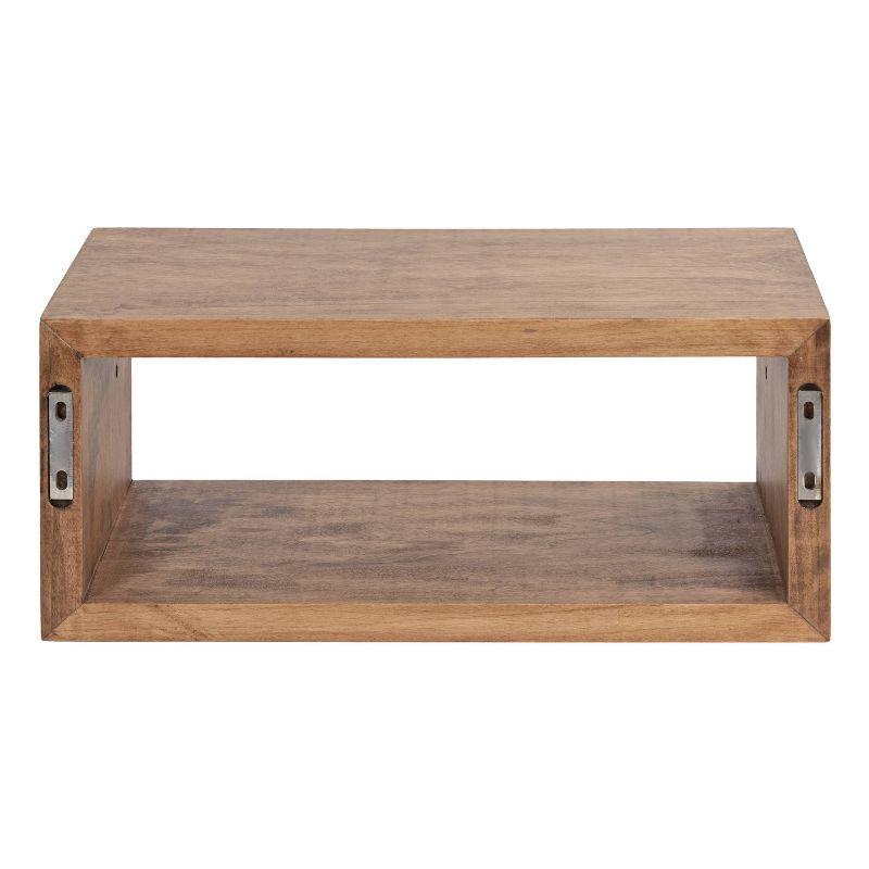 Rustic Brown Floating Cube Wood Wall Shelf, 11.4" x 23.1"