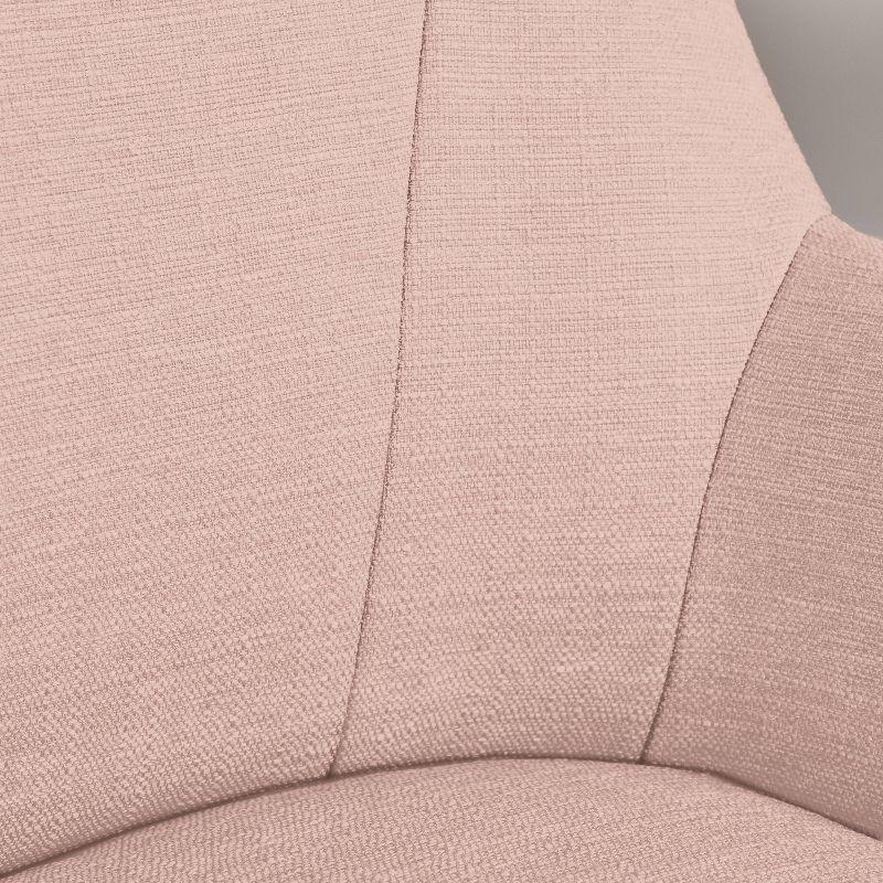 Blush Pink Fabric Swivel Office Chair with Fixed Arms