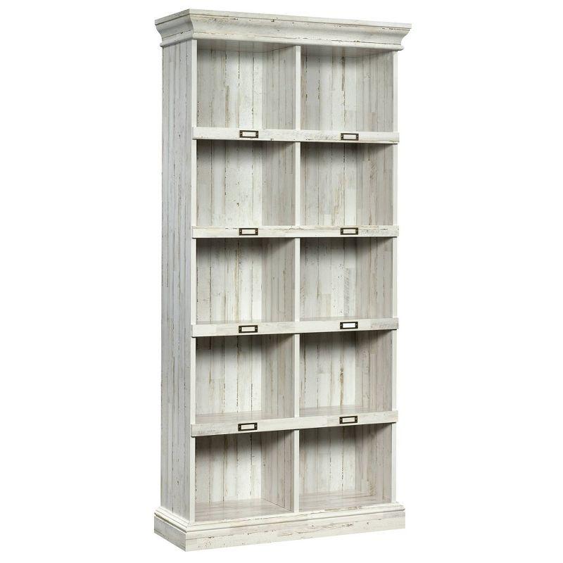Elegant White Plank Wood Bookcase with 10 Cubbies and ID Labels