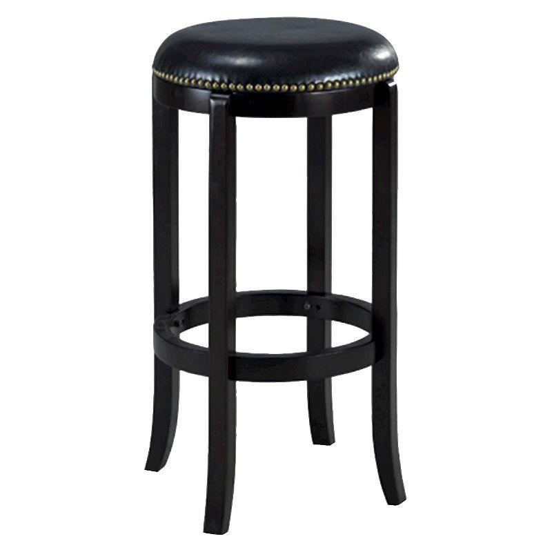 Cordova Swivel 24" Counter Height Barstool Hardwood/Black - Boraam: Brass Nailhead Trim, Durable Flared Legs