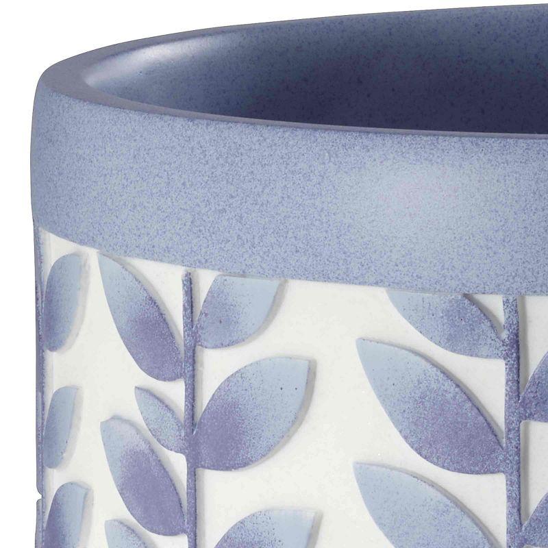 Periwinkle Blue Hand-Painted Resin Circular Wastebasket