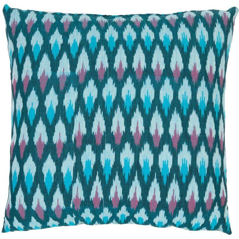 Ikat Embroidered Cotton Reversible Throw Pillow