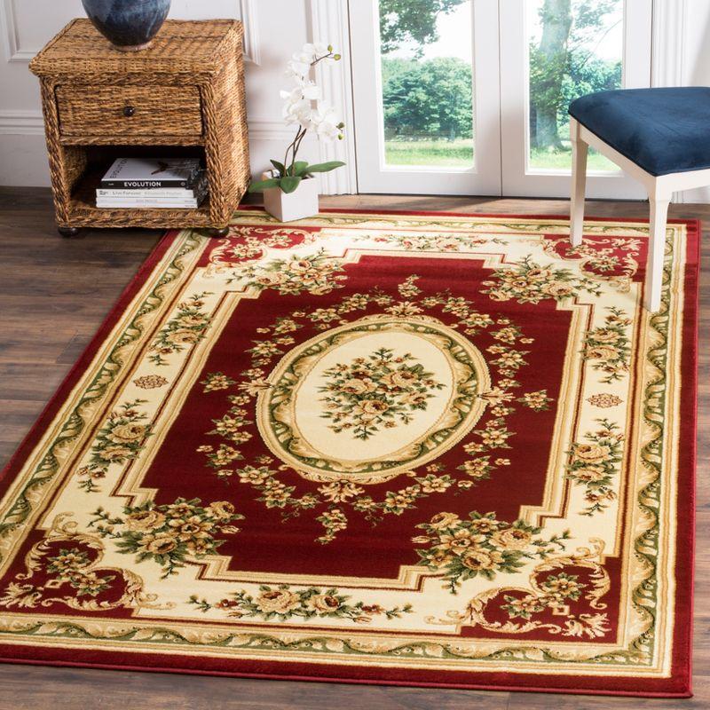 Red and Ivory Synthetic Safavid Style Area Rug