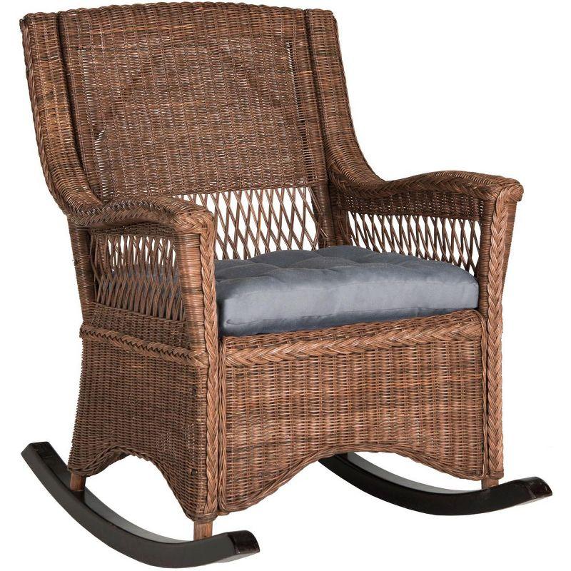 Coastal Chic Brown Rattan 28" Wooden Rocker