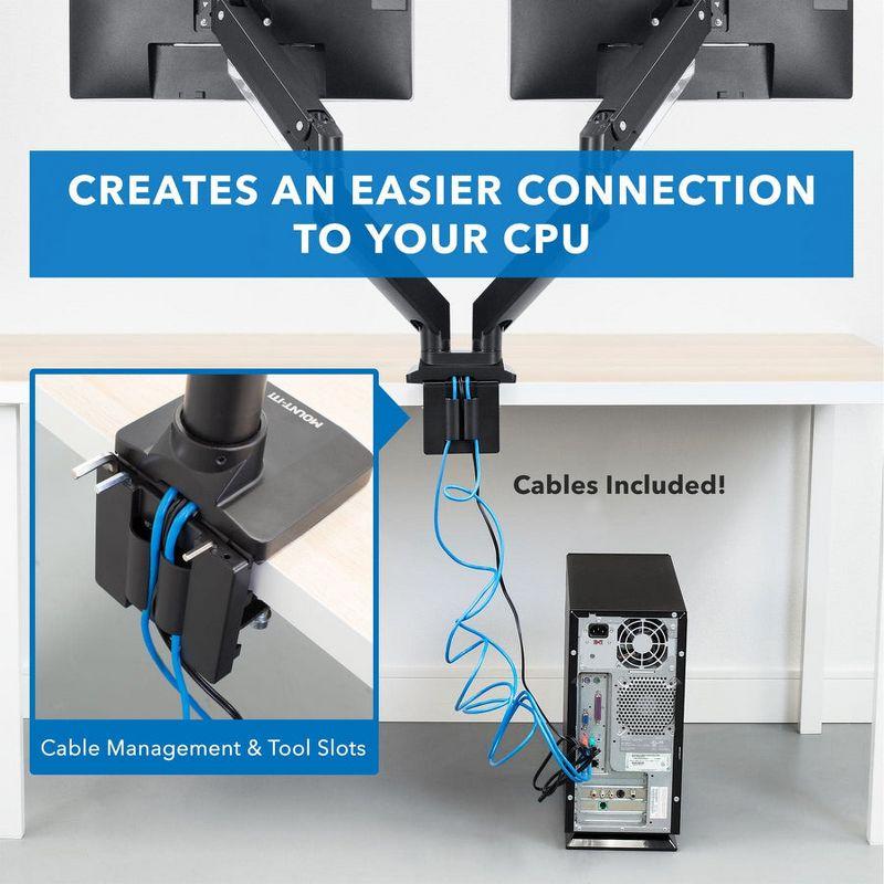 Mount-It! Full Motion Articulating Heavy Duty Dual Monitor Desk Mount w/ USB 3.0 Ports Fit 17-35 in, 33 Lbs. Capacity Per Arm w/ Adjustable Gas Spring