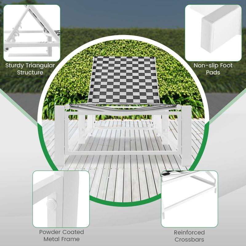 Tangkula 2PCS Patio Chaise Lounge Chair Outdoor Aluminum Adjustable 5-Position Recliner with Wheel for Garden Yard Pool