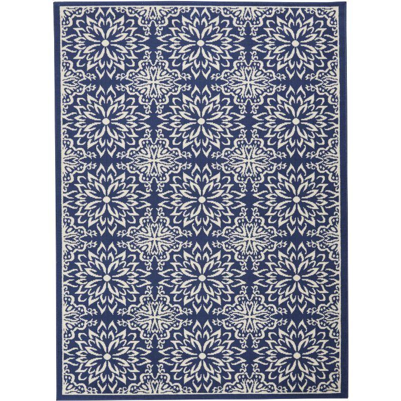 Jubilant JUB06 Ivory/Blue Area Rug Beach Transitional Floral By Nourison Navy/Ivory 4' x 6'