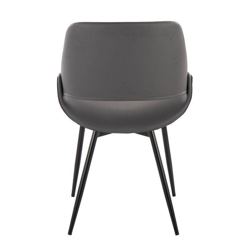 High Grey Faux Leather Upholstered Side Chair with Black Metal Frame