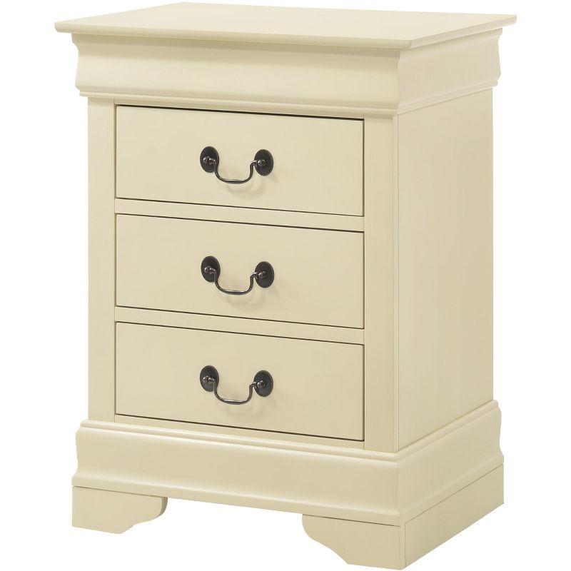 Passion Furniture Louis Philippe 3-Drawer Beige Nightstand (29 in. H x 21 in. W x 16 in. D)