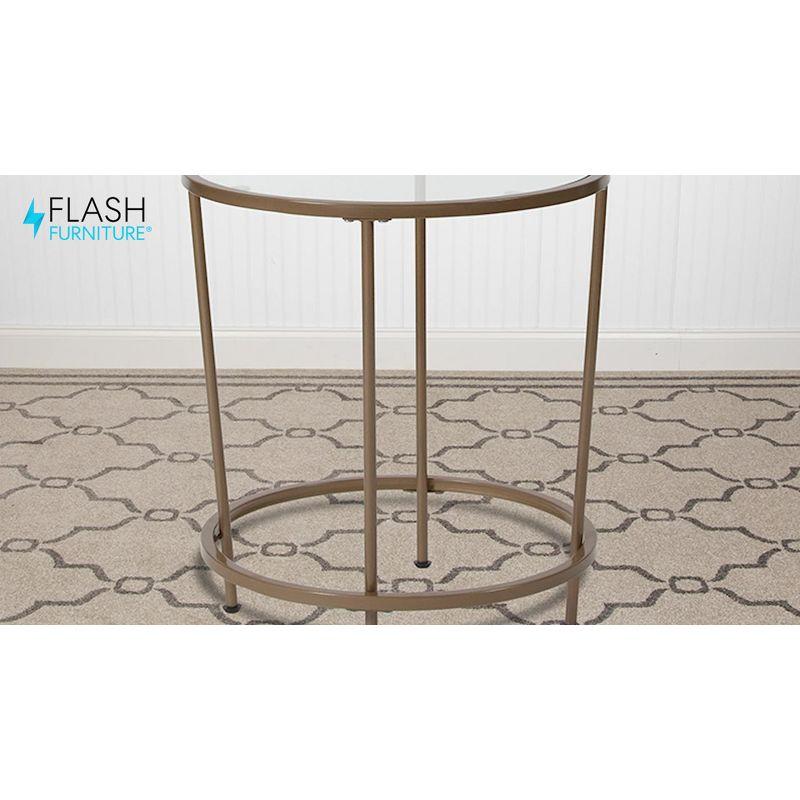 Flash Furniture Astoria Collection Round End Table - Modern Clear Glass Accent Table with Matte Black Frame