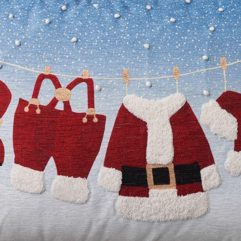 14"x20" Oversize Santa Clothes on Line Lumbar Pillow - Mina Victory: Festive Decor, Whimsical Design