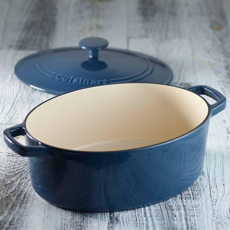 Blue Enameled Cast Iron Non-stick Oval Casserole, 5.5 qt