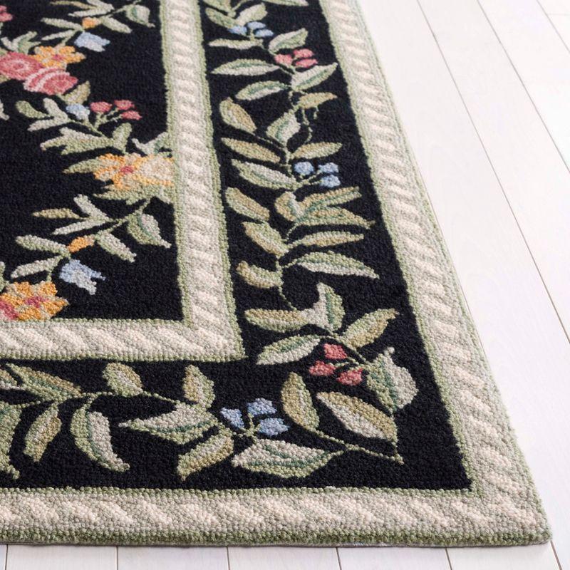 Chelsea Black Floral Hand-Knotted Wool Area Rug