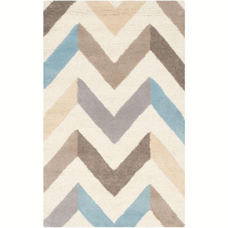 Ivory and Grey Hand-Tufted Wool Area Rug, 2' x 3'