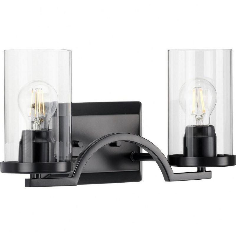 Progress Lighting Lassiter 2-Light Wall Sconce, Matte Black, Clear Glass Shades