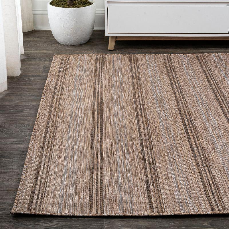 Coastal Charm Brown/Natural Stripe Synthetic 8' x 10' Rug