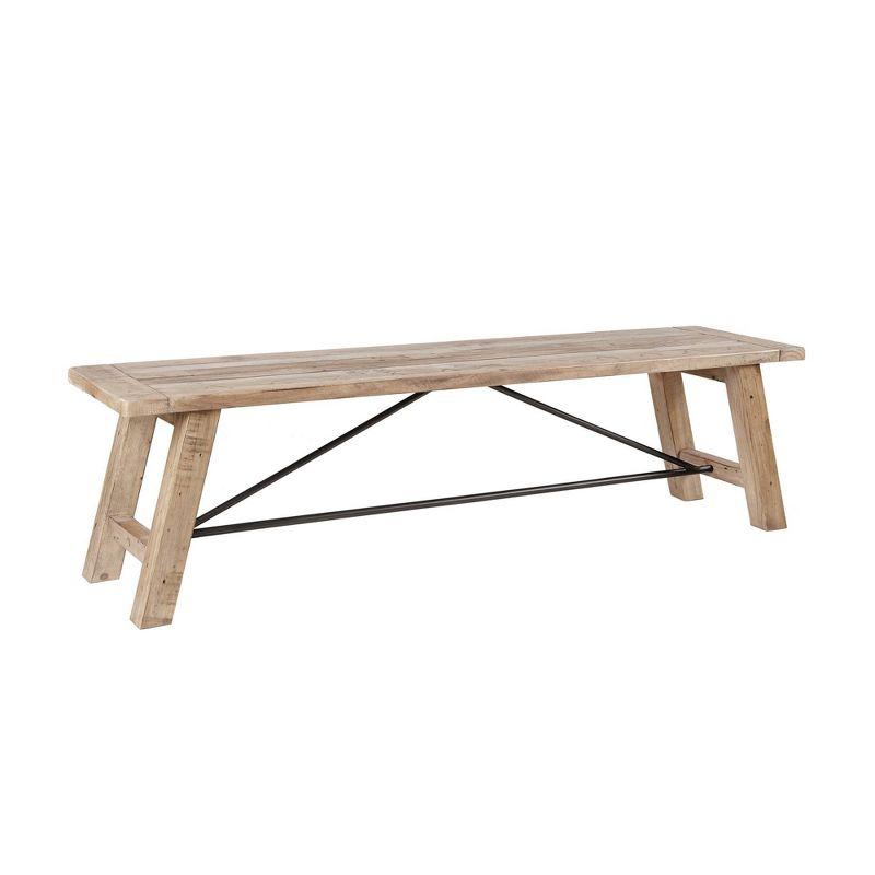 Ink+Ivy Sonoma Dining Bench Natural: Mid-Century Modern Pine & Metal Frame, Seats 2, 400lb Capacity