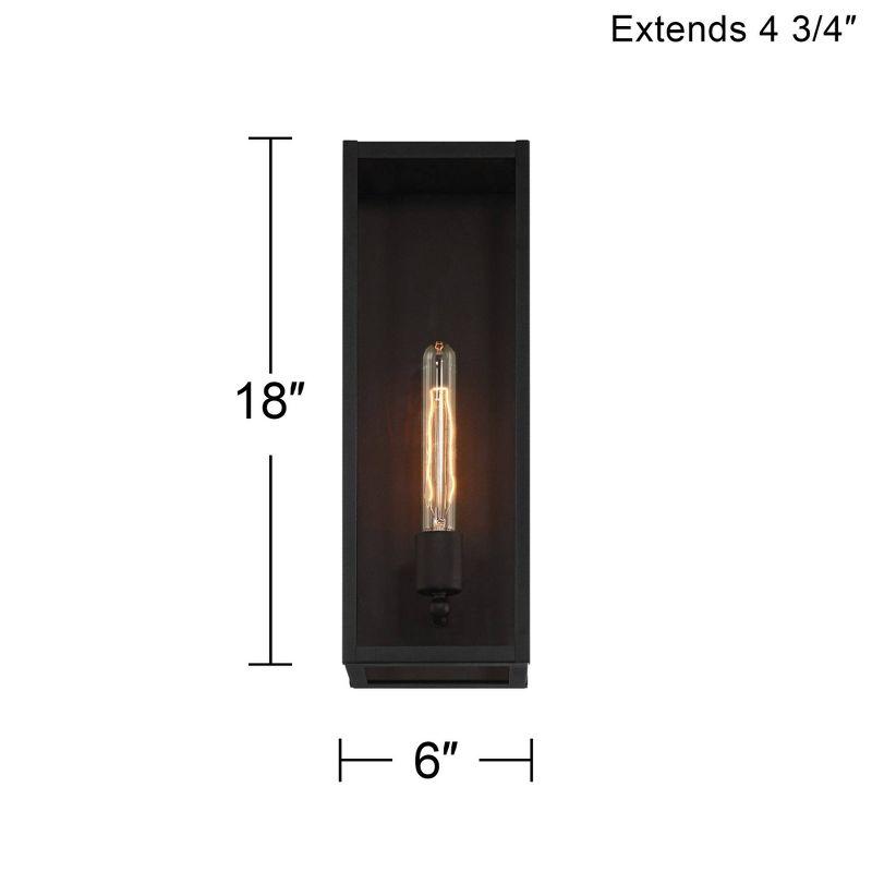 John Timberland Cornell 18" High Modern Box Outdoor Wall Light Fixture Mount Porch House Exterior Outside Edison Bulb Sand Black Clear Glass Shade