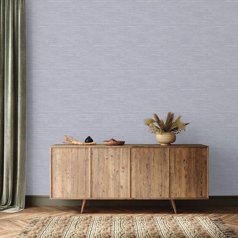 Tempaper & Co.® Faux Horizontal Grasscloth Removable Peel and Stick Wallpaper, Textured Blue, 28 sq. ft.: Vinyl, Prepasted, Abstract Pattern