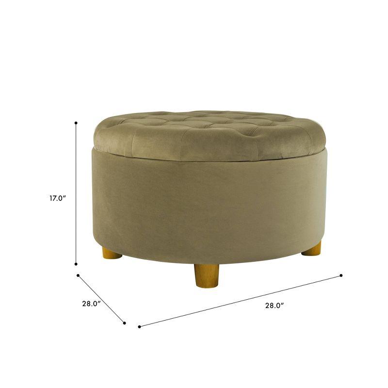 Tufted Round Storage Ottoman Light Sage Green Velvet - HomePop