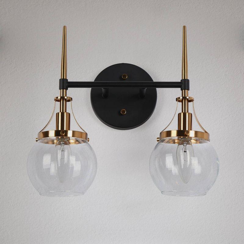 LNC Capensis Matte Black and Polished Gold Globe Bathroom Vanity Light Bar