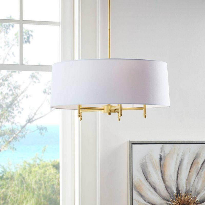 Presidio 5-Light Dimmable Chandelier with Drum-shaped Fabric Shade & Adjustable Height