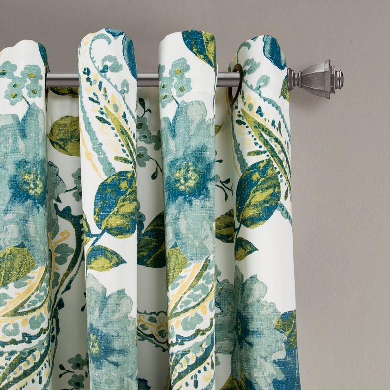 Floral Paisley Polyester Room Darkening Curtain Pair (Set of 2)