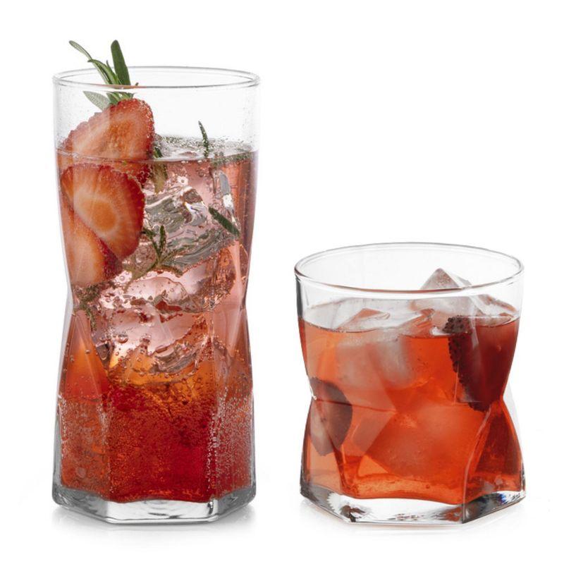 Libbey Rhombus 16-Piece Tumbler and Rocks Glass Set