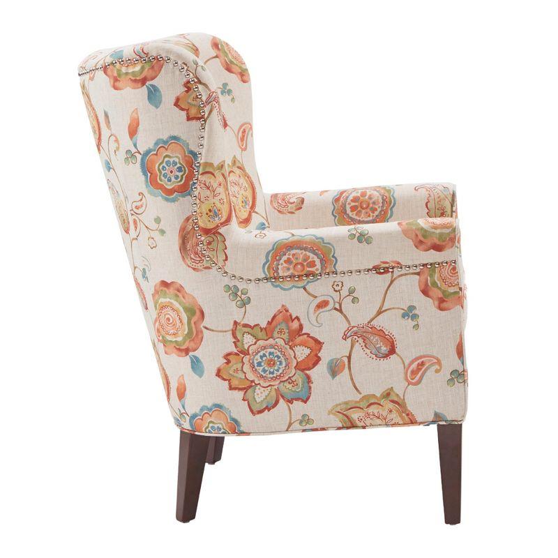 Donner Accent Chair Cream - Madison Park: Elegant Wingback, Silver Nailhead Trim, Morocco Finish Legs