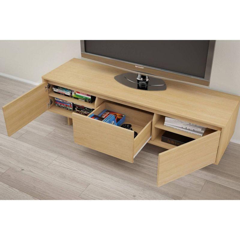 Rustik Drawer TV Stand for TVs up to 66" Light Brown - Nexera: Scandinavian Style, Wire Management, Adjustable Shelves