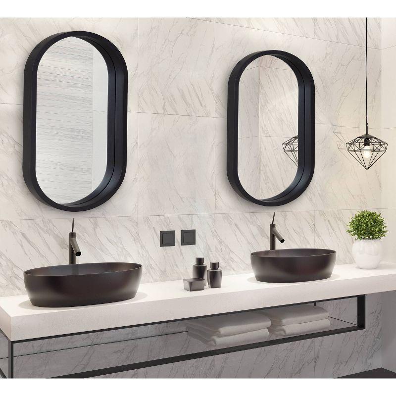 20" x 30" Travis Oval Wall Mirror Black - Kate & Laurel All Things Decor: Modern Style, MDF Frame, No Assembly Required