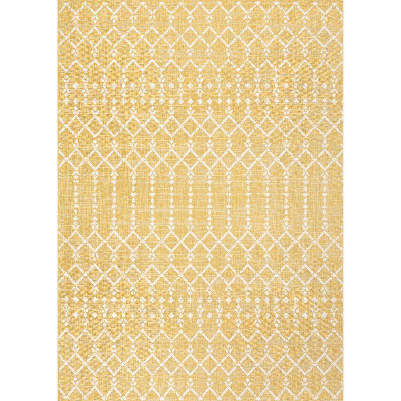 Ourika Moroccan Geometric Textured Weave Indoor/Outdoor Area Rug - JONATHAN Y