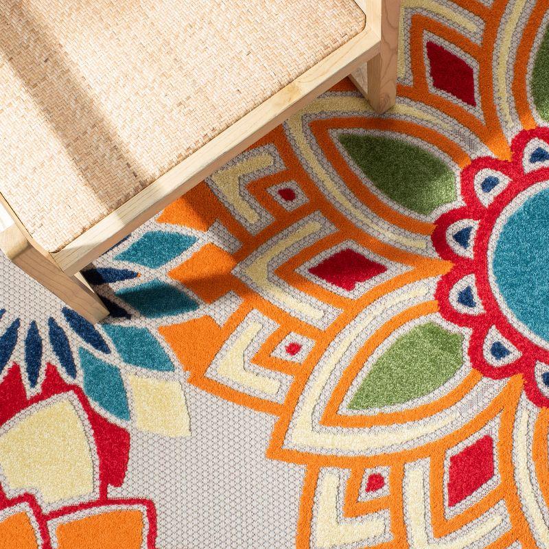 Cabana CBN328 Power Loomed UV Resistant Indoor/Outdoor Area Rug - Ivory/Orange - 8'x10' - Safavieh