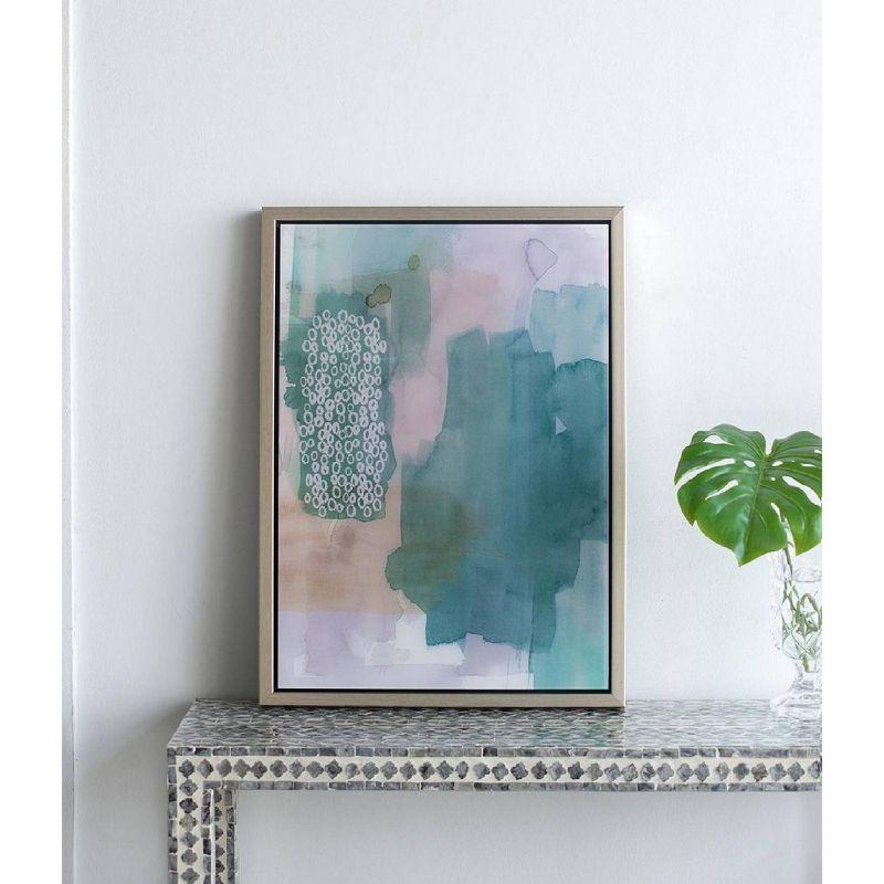 Teals Abstract Framed Printed Acrylic Wall Art - 24"H X 17.5"W X 1.5"L - Green/Beige