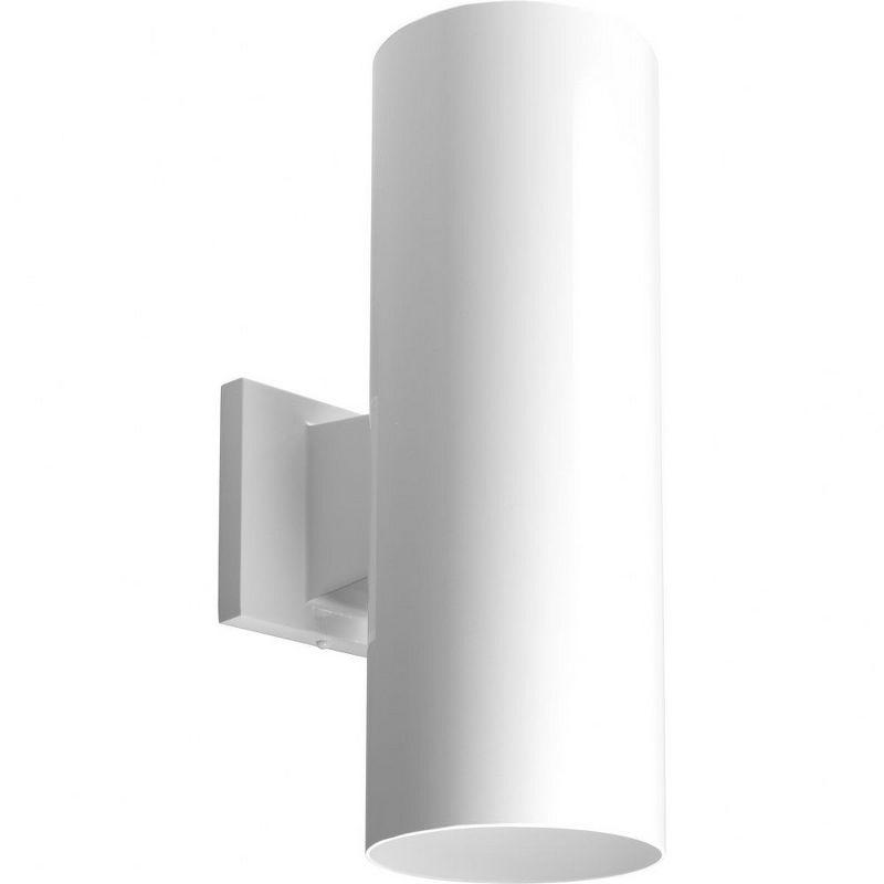 Progress Lighting, Cylinder Collection, 2-Light Outdoor Wall Light, Antique Bronze, Aluminum, White Finish