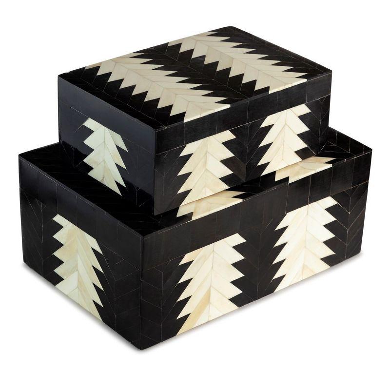 Venota Black and Ivory Decorative Boxes, Set of 2