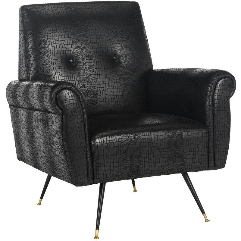 Mira Retro Mid Century Faux Leather Accent Chair - Black - Safavieh