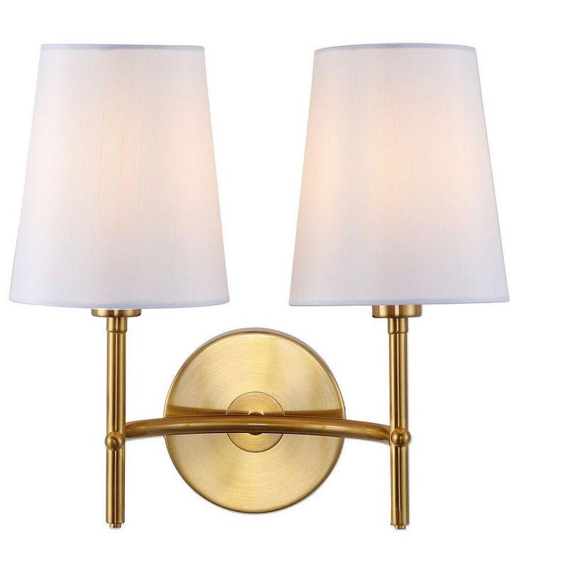 Barrett Two Light Wall Sconce - Brass/White Shade - Safavieh