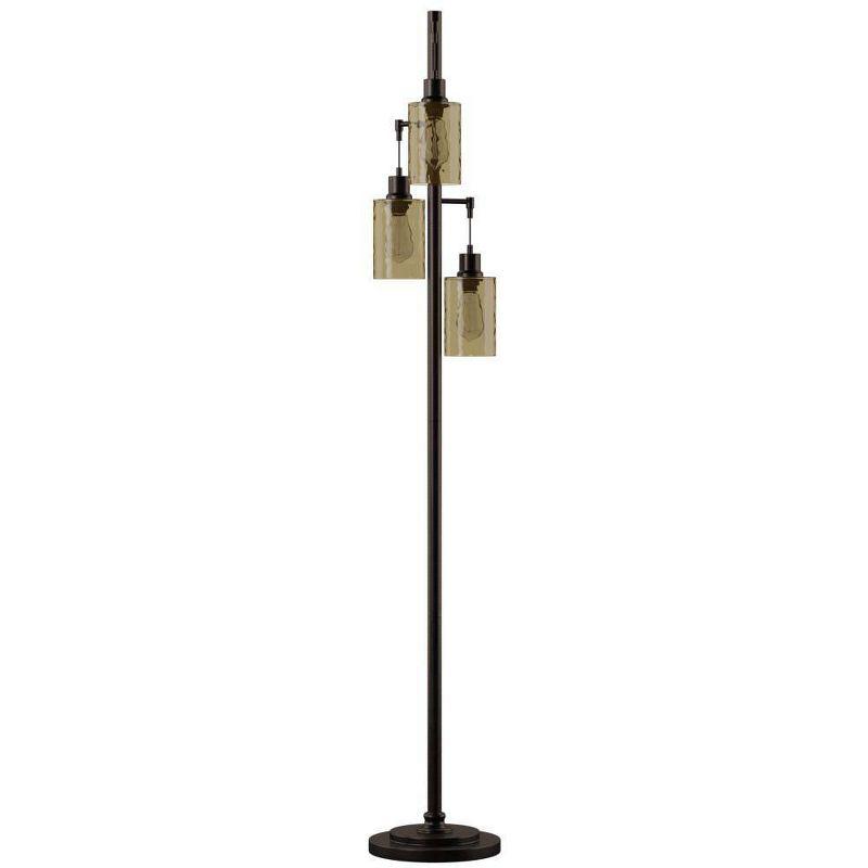 StyleCraft 3 Head Bronze Floor Lamp with Dimpled Glass Shades: Adjustable, UL Listed, Steel Body