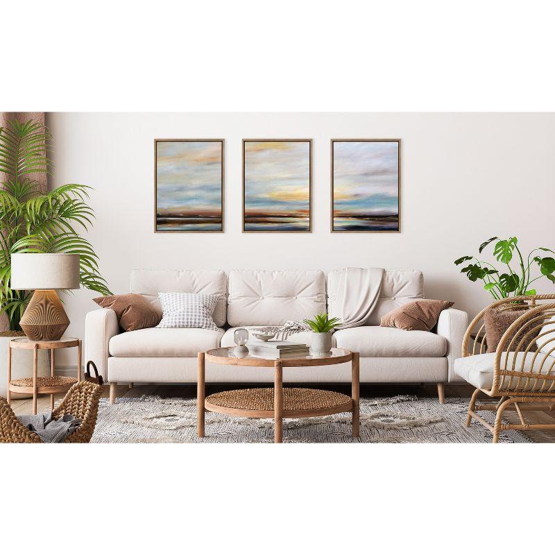 (Set of 3) 18" x 24" Sylvie Carolina Sunset Framed Canvas by Mary Sparrow Gold - Kate & Laurel All Things Decor