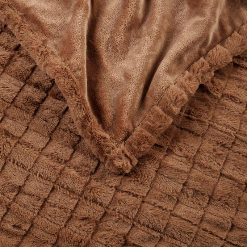 Beautyrest 50"x70" Marselle Oversized Faux Fur Heated Throw Brown Texture